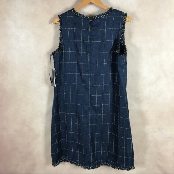 JULIA JORDON Navy Tweed Grid Pattern Shift Dress NWT 14 - Picture 9 of 15